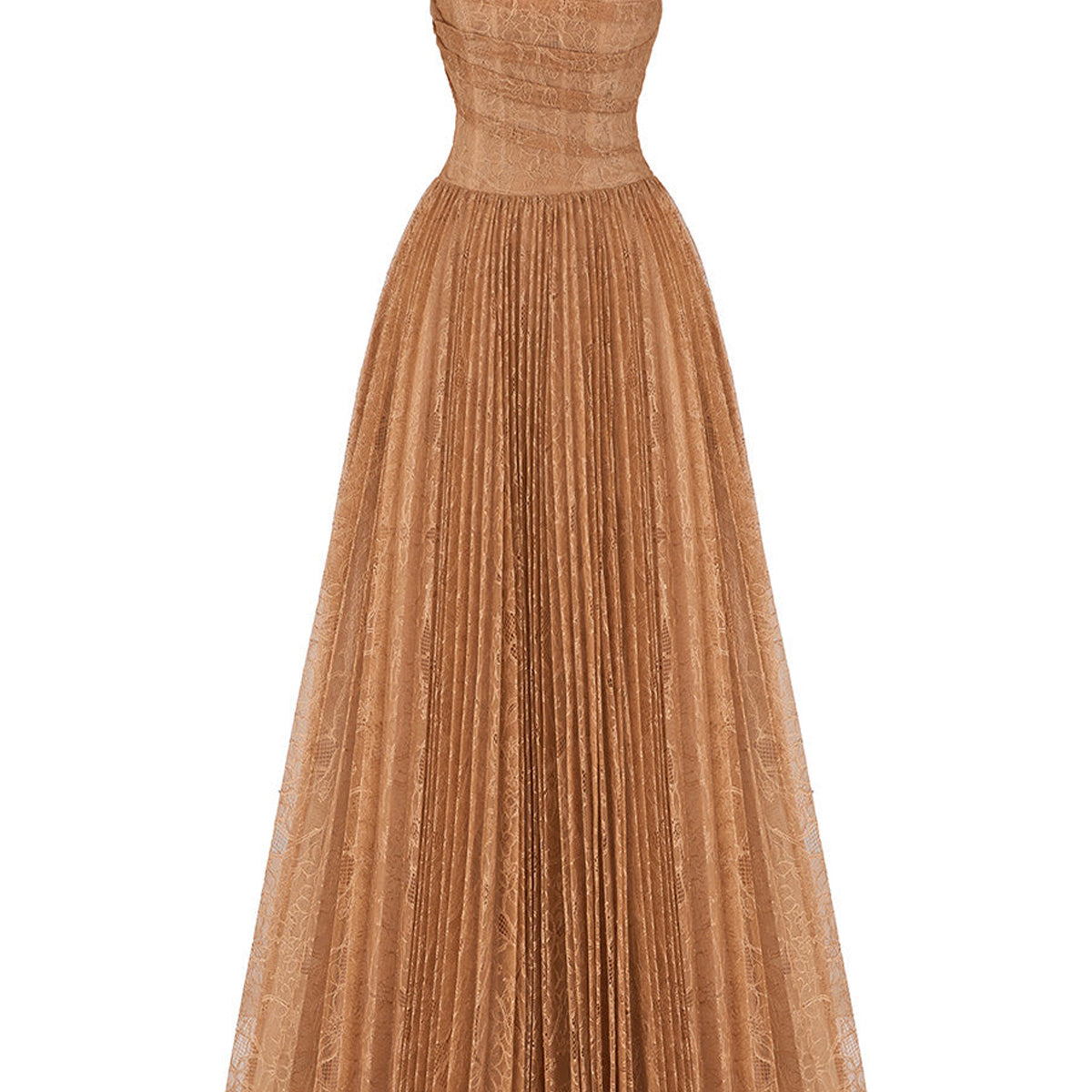 Poésie Strapless Pleated Tulle Maxi Dress