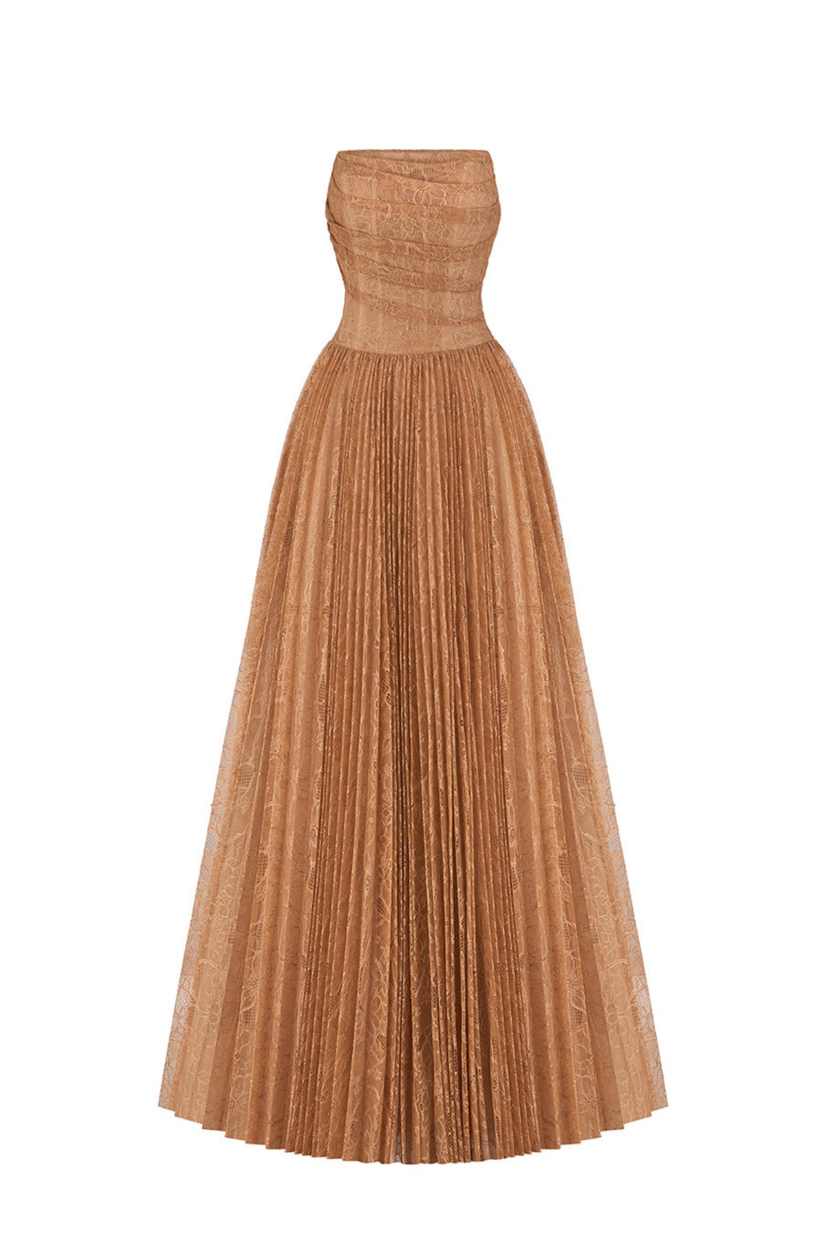Poésie Strapless Pleated Tulle Maxi Dress