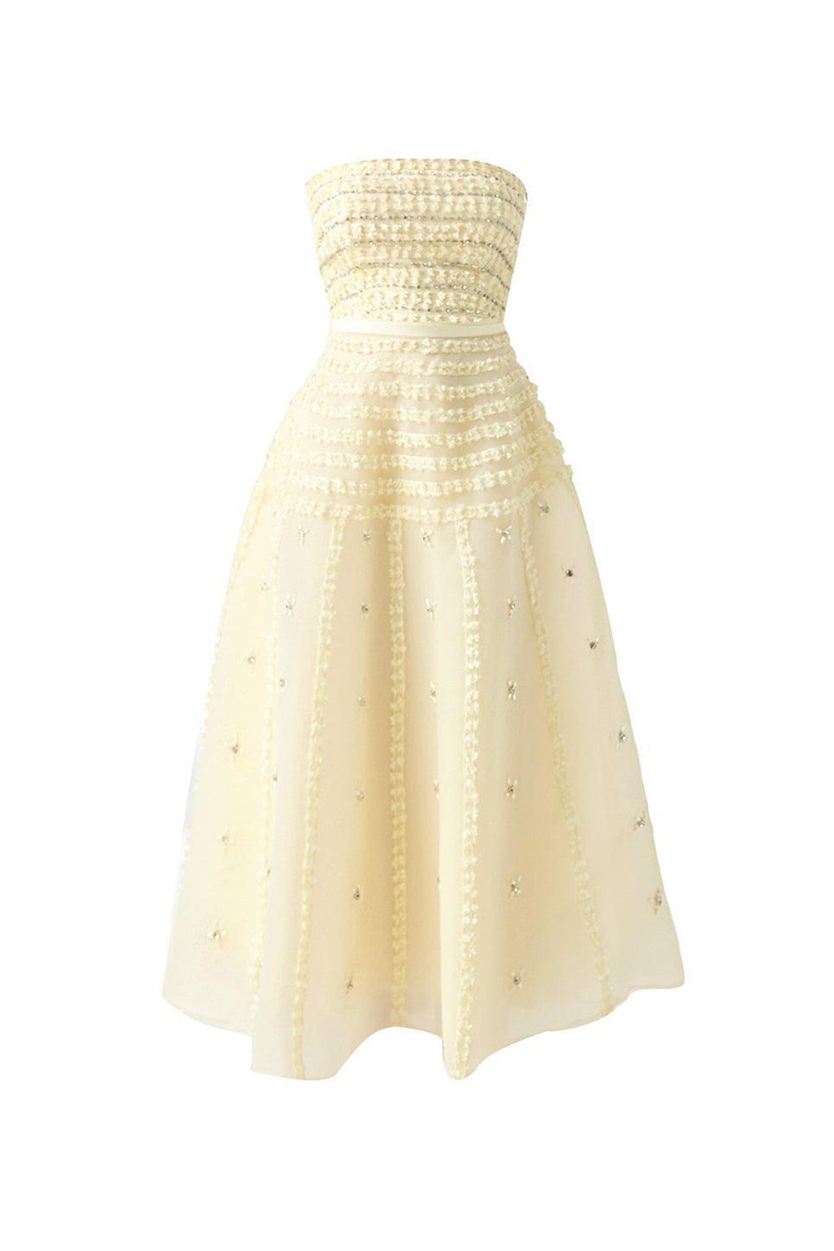 Terry Strapless Stone Organza Midi Dress