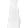Thalia Pleated Halter Neck Organza Ankle Length Dress