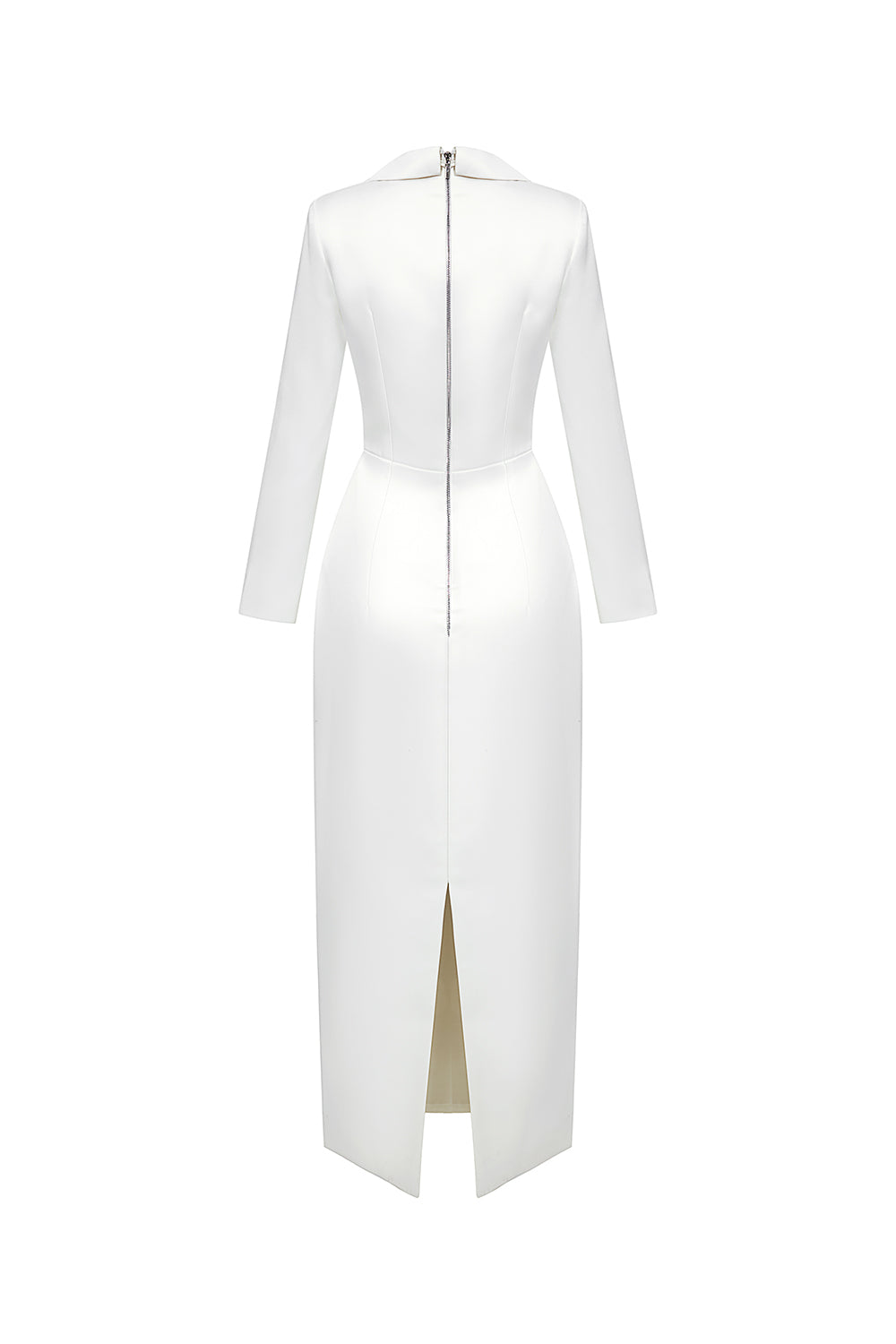 Gleamy Pencil Cowl Neck Silk Satin Calf Length Dress