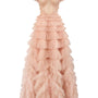 Lyrae Tiered Gathered Mesh Floor Length Dress