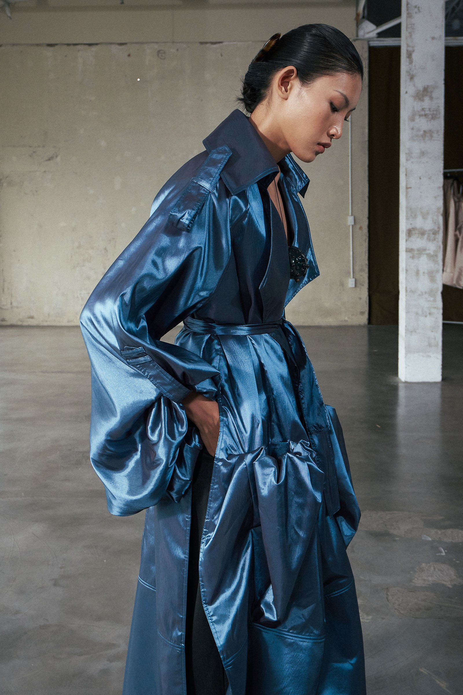 Uy Batwing Sleeve Trench Coat