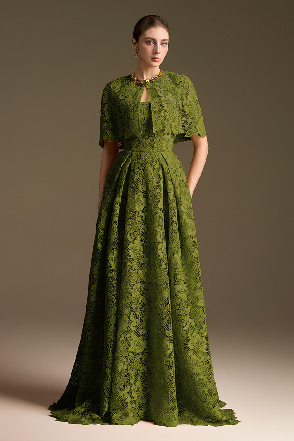 Wisteria Cape Sleeve Maxi Dress