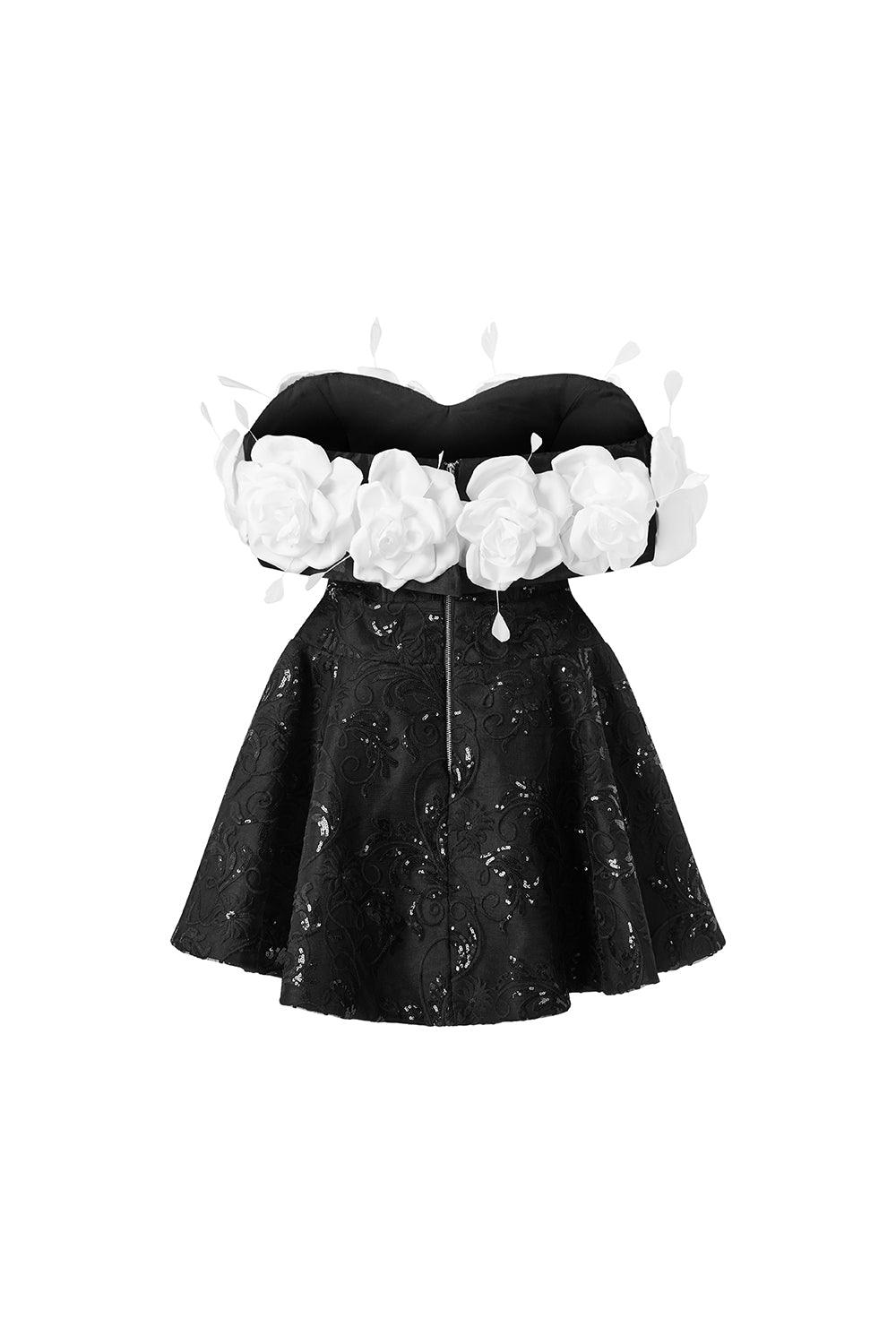 Mina Rose Fit and Flare Off-Shoulder Sequin Mini Dress