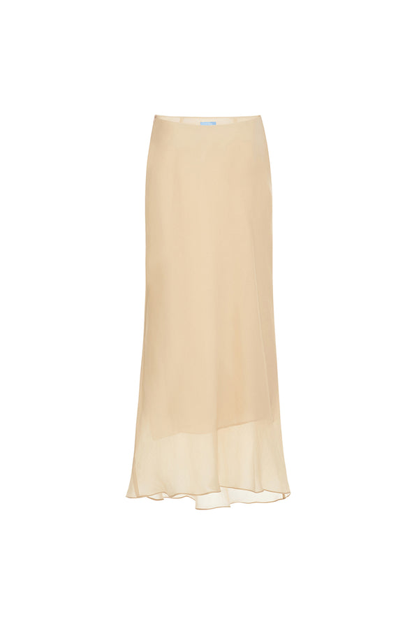 Donna Straight Wavy Silk Crepe Ankle Length Skirt