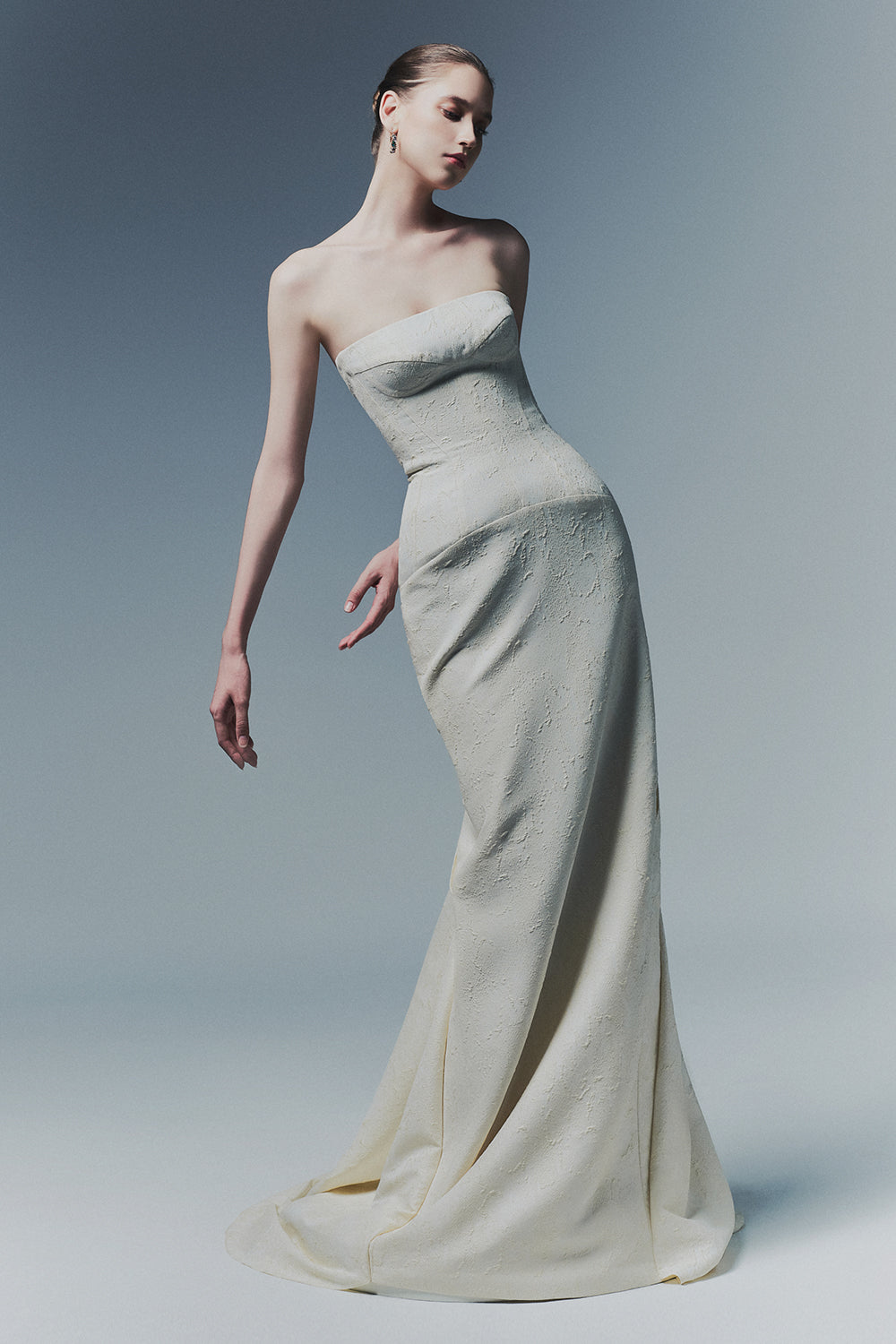 Liberty Sheath Brocade Maxi Dress Ivory / 38
