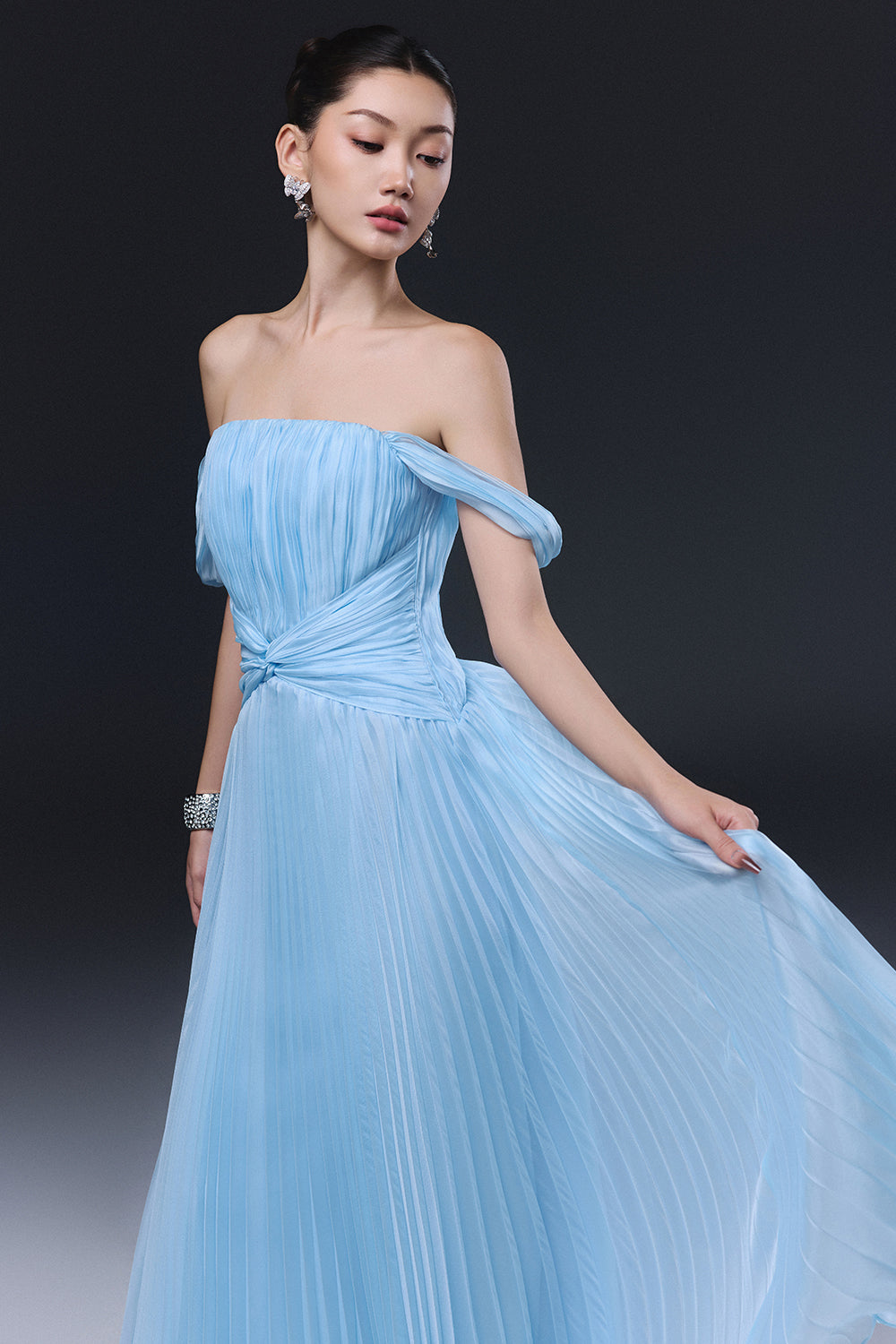 Clover Pleated Maxi Dress