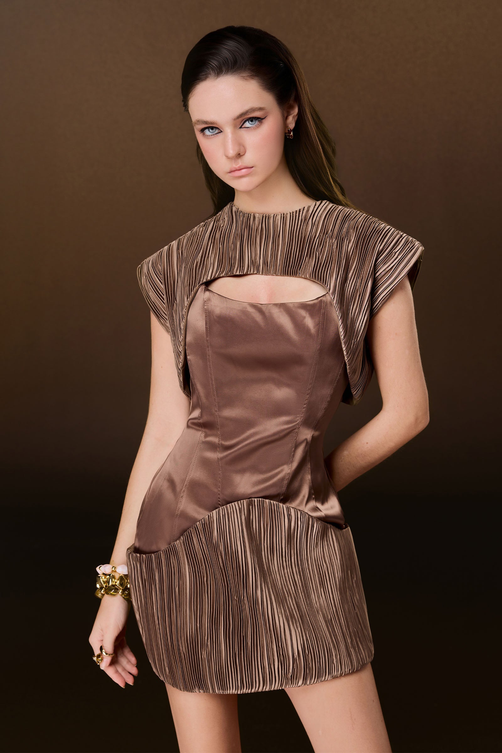 Nuance Pleated Mini Dress
