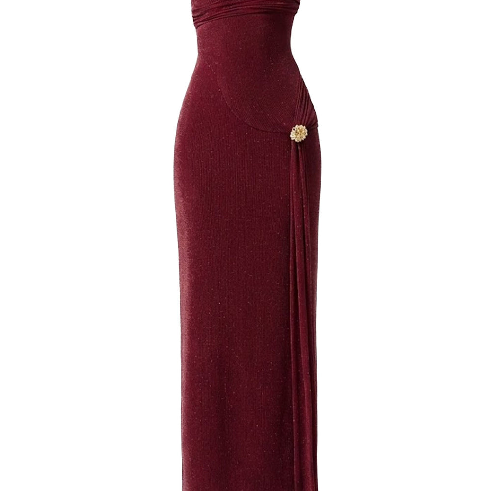 Dunessia Sheath Extended Flap Elastic Cotton Maxi Dress