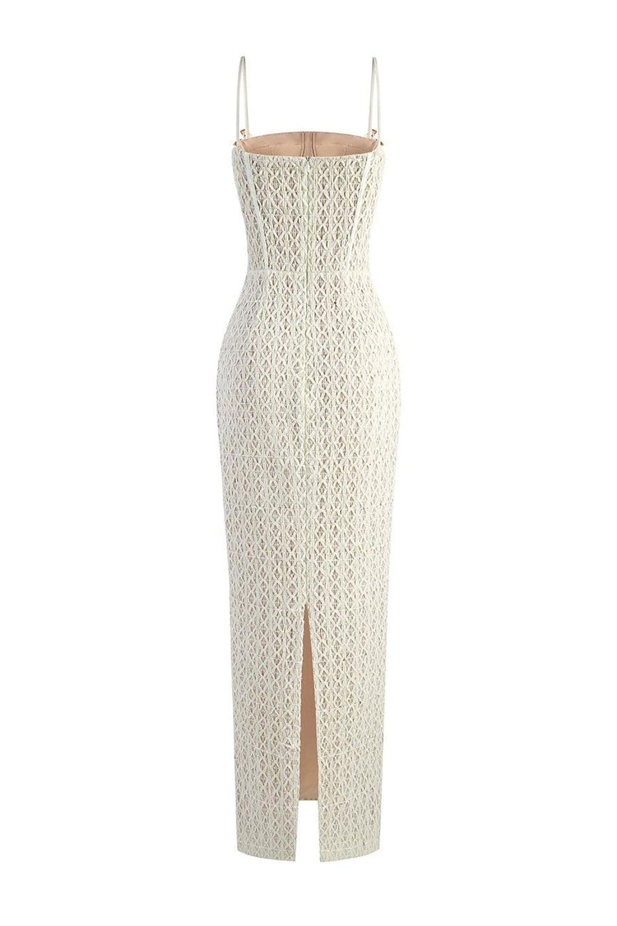 Sylphina Sheath Semi-Heart Neck Lace Maxi Dress
