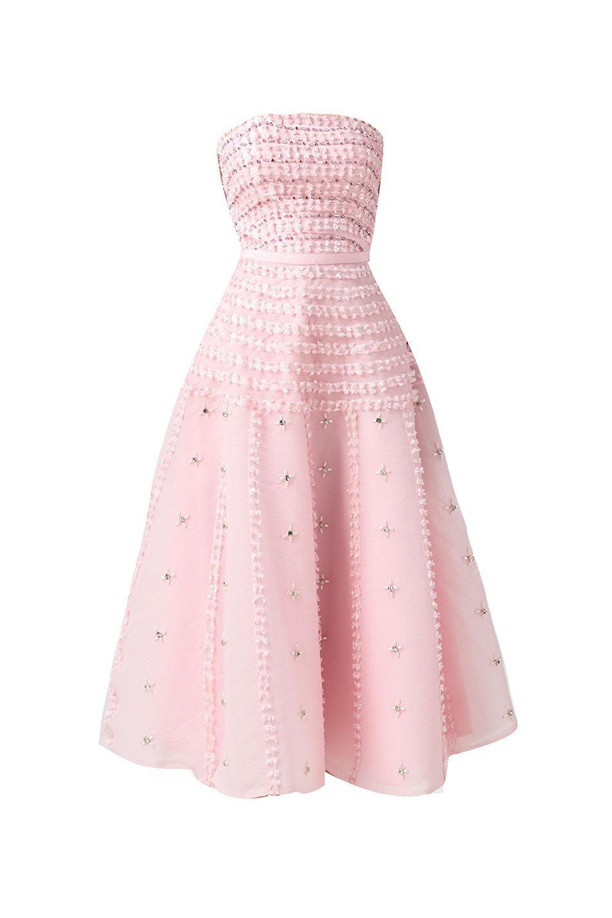 Terry Strapless Stone Organza Midi Dress