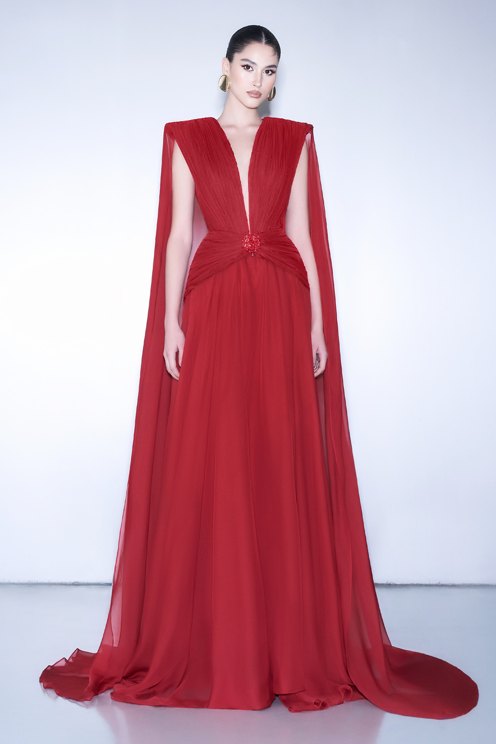 Vermilia Cape Sleeve Maxi Dress