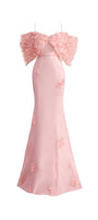 Tanner Trumpet Cold Shoulder Sleeved Silk Organza Floor Length Dress - MEAN BLVD