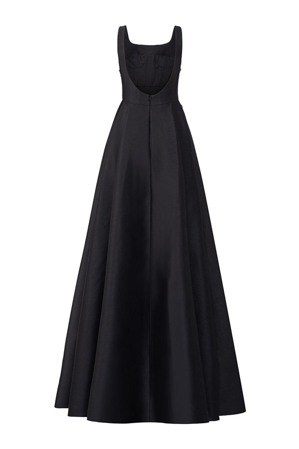 Isaiah Ball Gown Square Neck Crepe Floor Length Dress