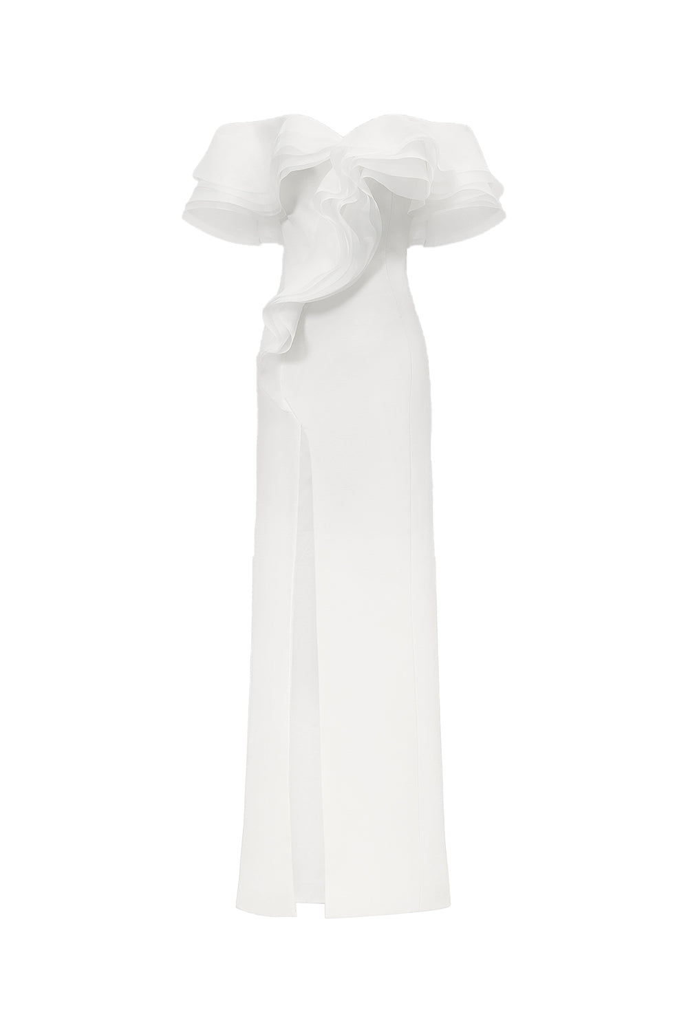 Camellia Slit Off-Shoulder Cotton Floor Length Dress