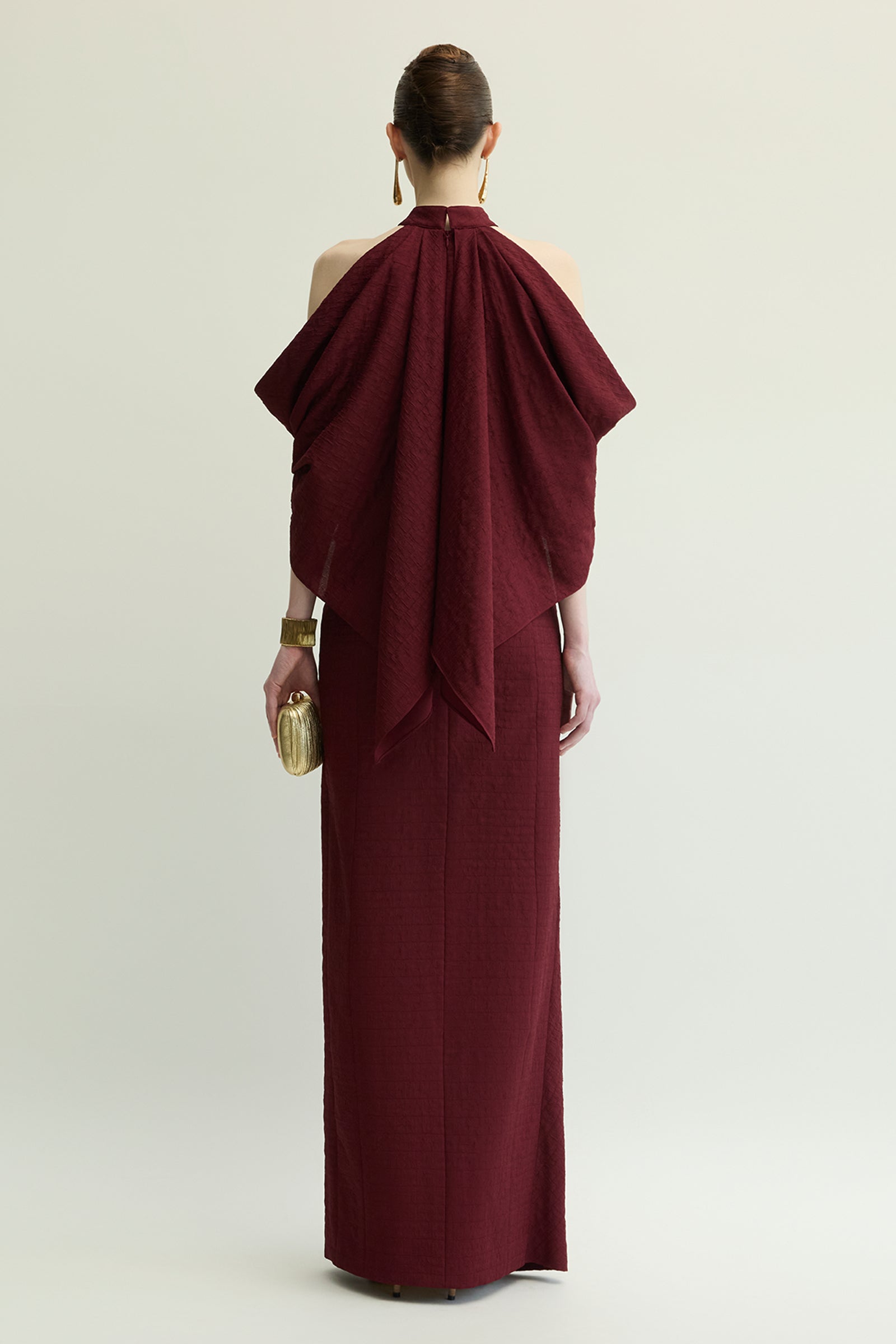 Carlyle I Halter Draped Maxi Dress