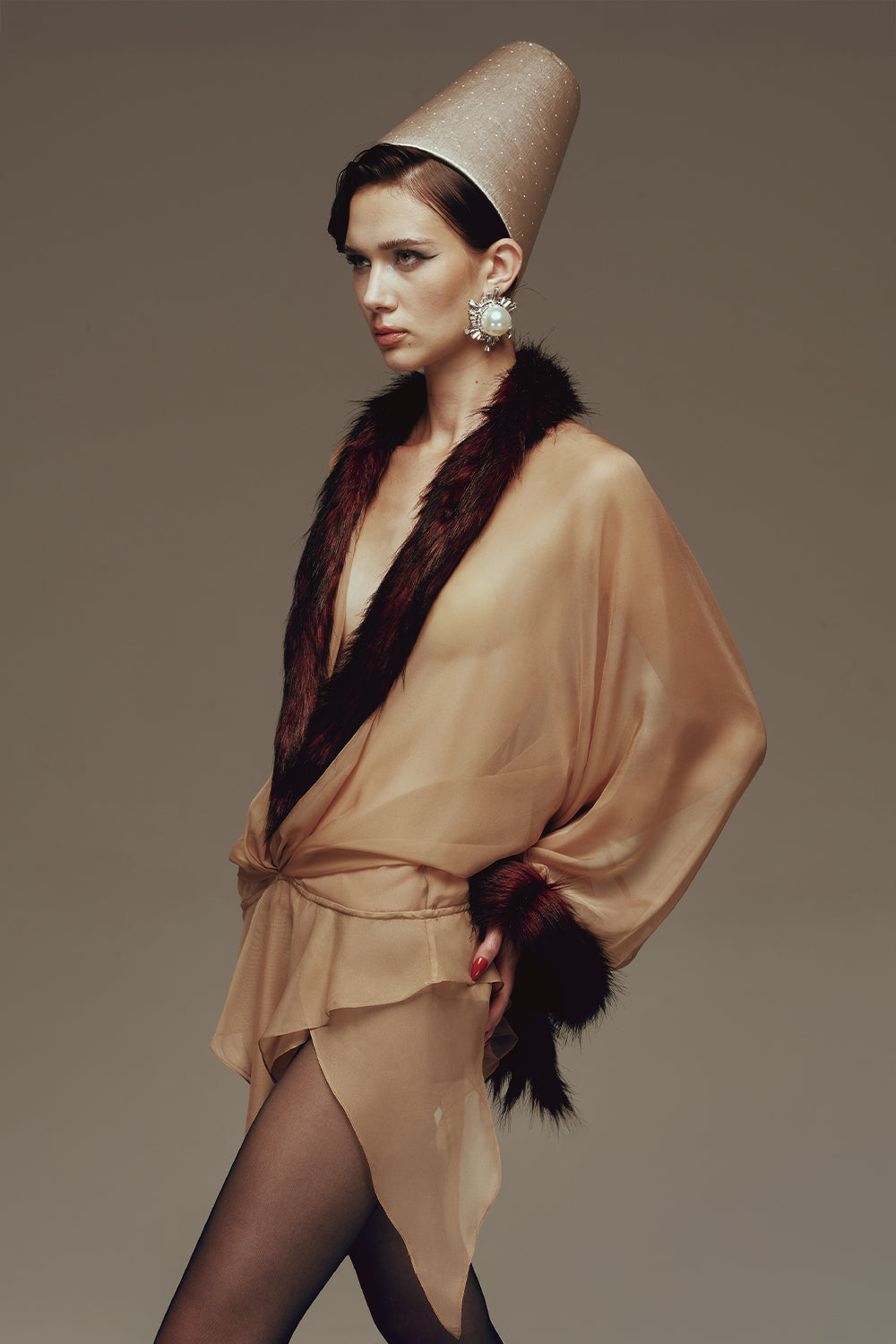 Roxanne Asymmetric Faux Fur Mini Dress