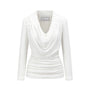 Jemmia Gathered Cowl Neck Cotton Blend Top