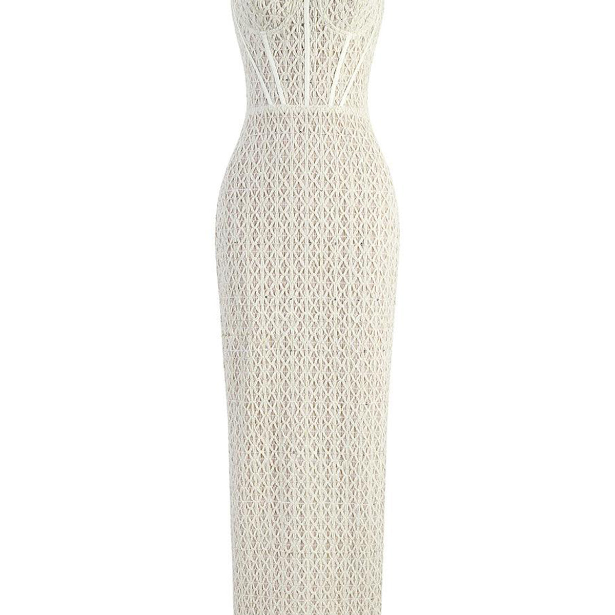 Sylphina Sheath Semi-Heart Neck Lace Maxi Dress