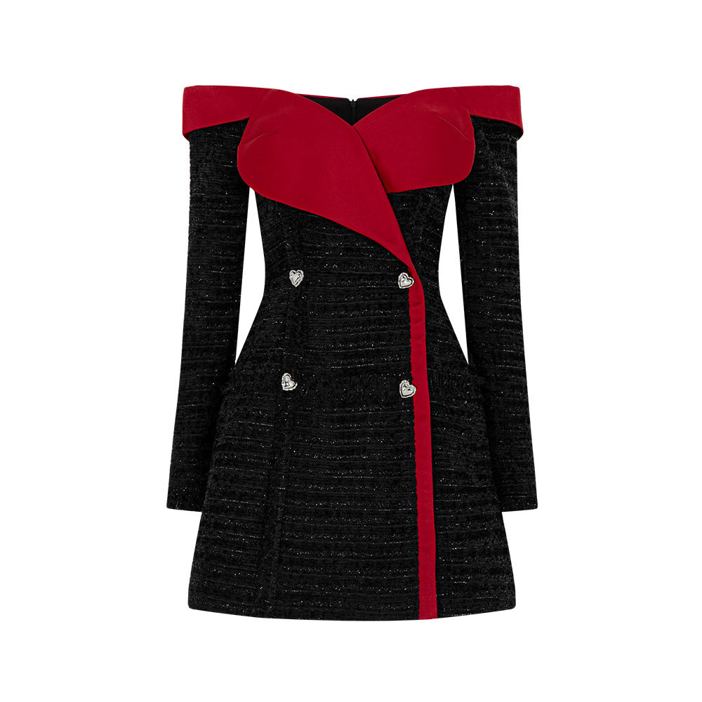 Glamour A-line Off-Shoulder Polycotton Mini Dress