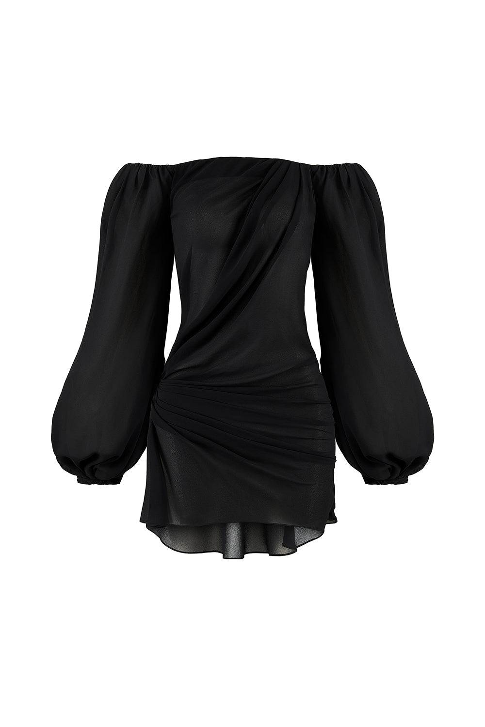 Meredith Blouson Bouffant Sleeved Chiffon Mini Dress