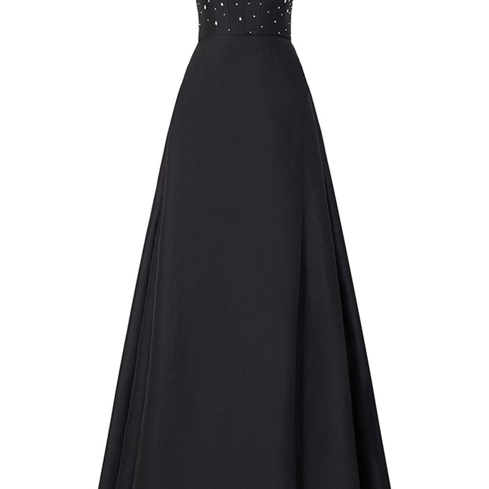 Isaiah Ball Gown Square Neck Crepe Floor Length Dress