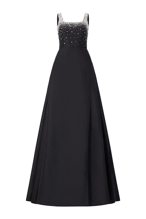 Isaiah Ball Gown Square Neck Crepe Floor Length Dress