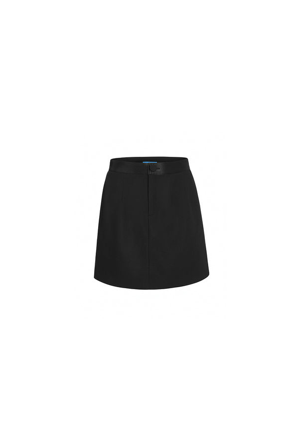 Amory A-line Front Zipper Twill Mini Skirt