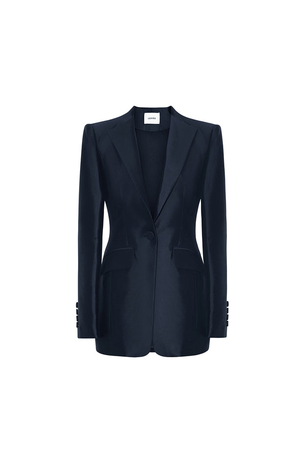 Cuenca Structured Button Silk Taffeta Blazer