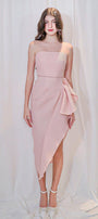 Tiffany Asymmetric Side Slit Foam Synthetic Midi Dress - MEAN BLVD