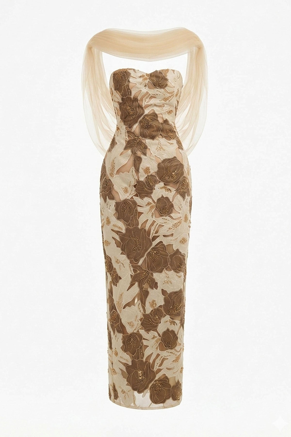 Camellia Embroidery Maxi Dress
