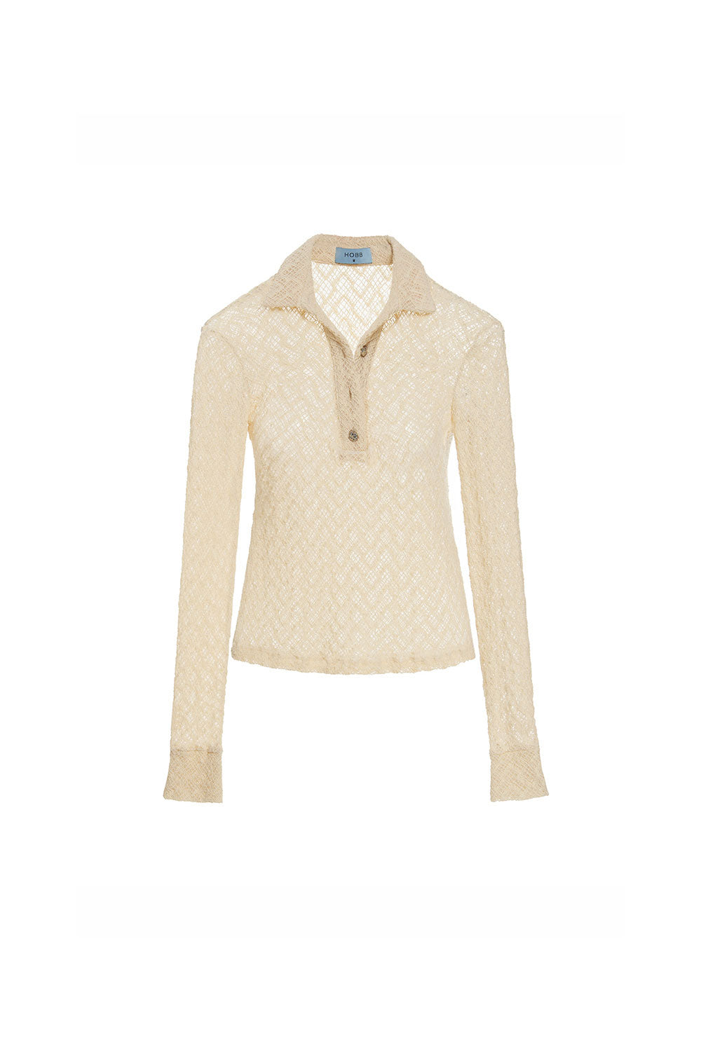 Yumi Bodycon Collared Neck Cotton Lace Top