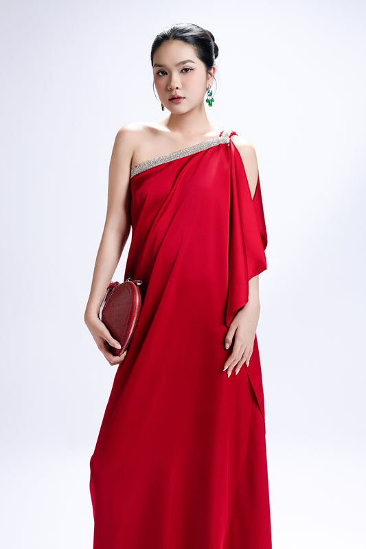 Ophelia One Shoulder Rhinestone Maxi Dress