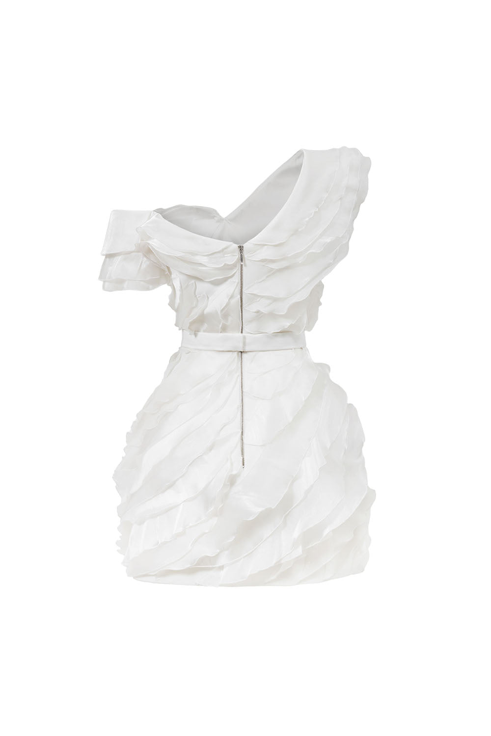 La’Calla A-line Asymmetric Neck Voile Mini Dress