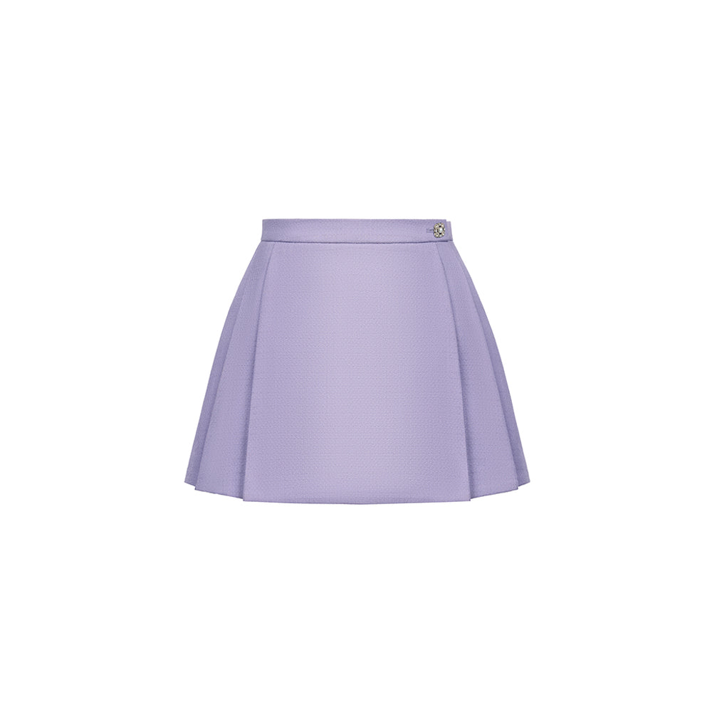 Pandora A-line Pleated Polyester Mini Skirt