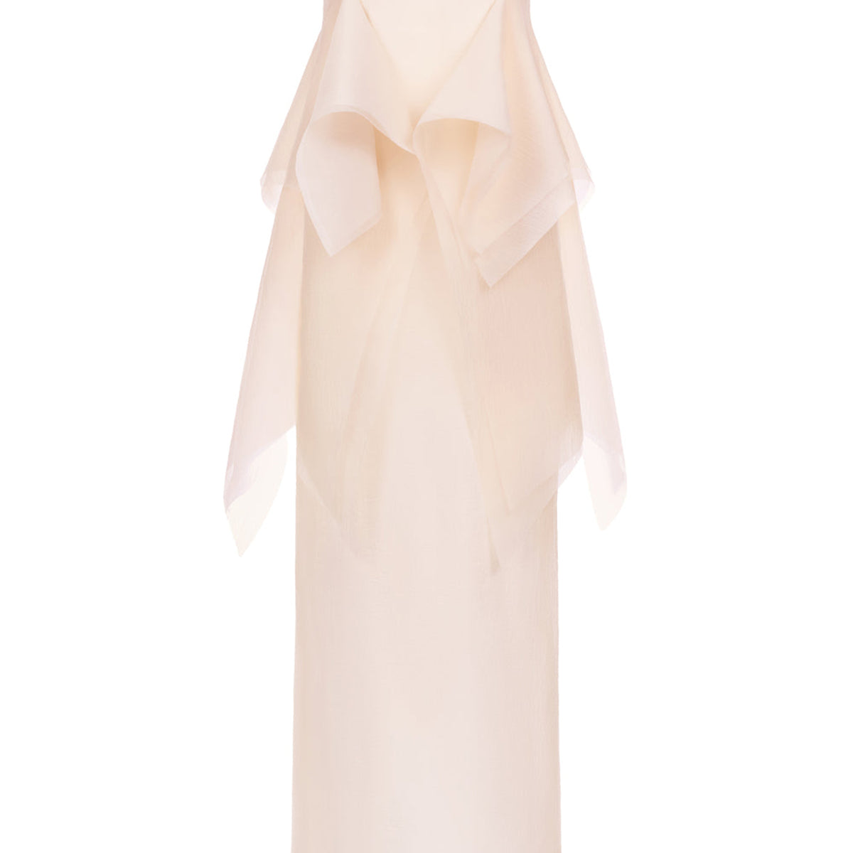 Jannie Straight Ruffle Layer Crinkle Organza Ankle Length Dress