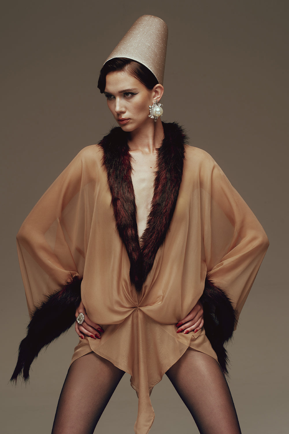 Roxanne Asymmetric Faux Fur Mini Dress