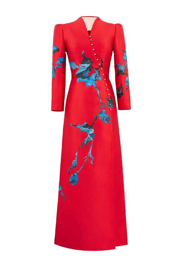 Panther A-line V-Neck Zibeline Calf Length Ao Dai