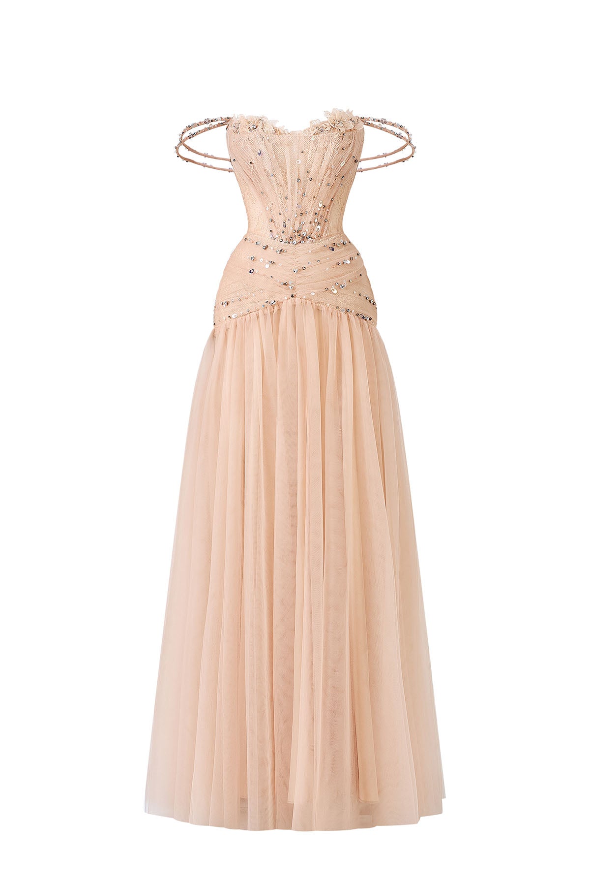 Estrel Rhinestone Maxi Dress Nude / Customize