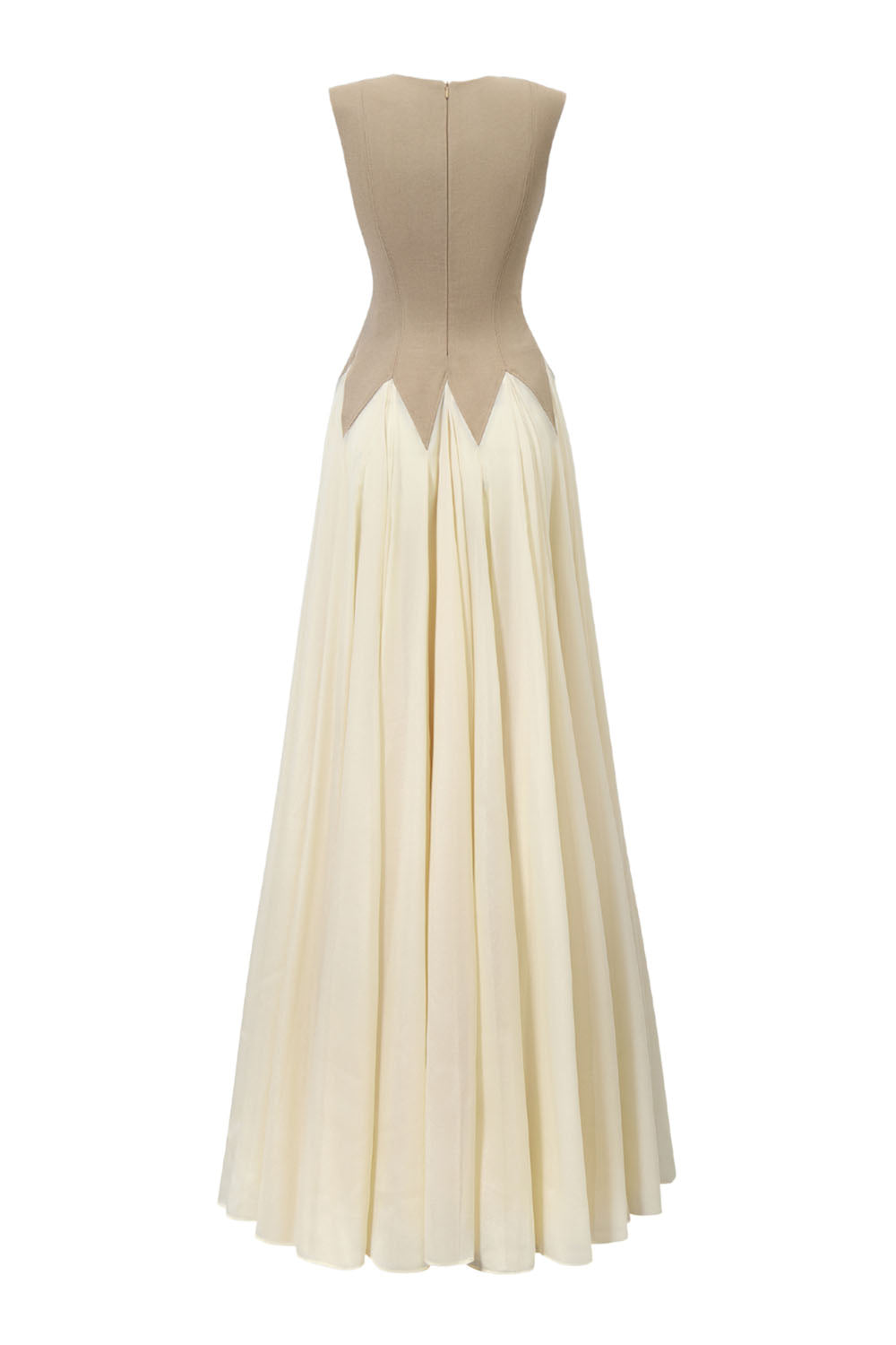 Starlight Tide A-line Pleated Khaki Silk Floor Length Dress