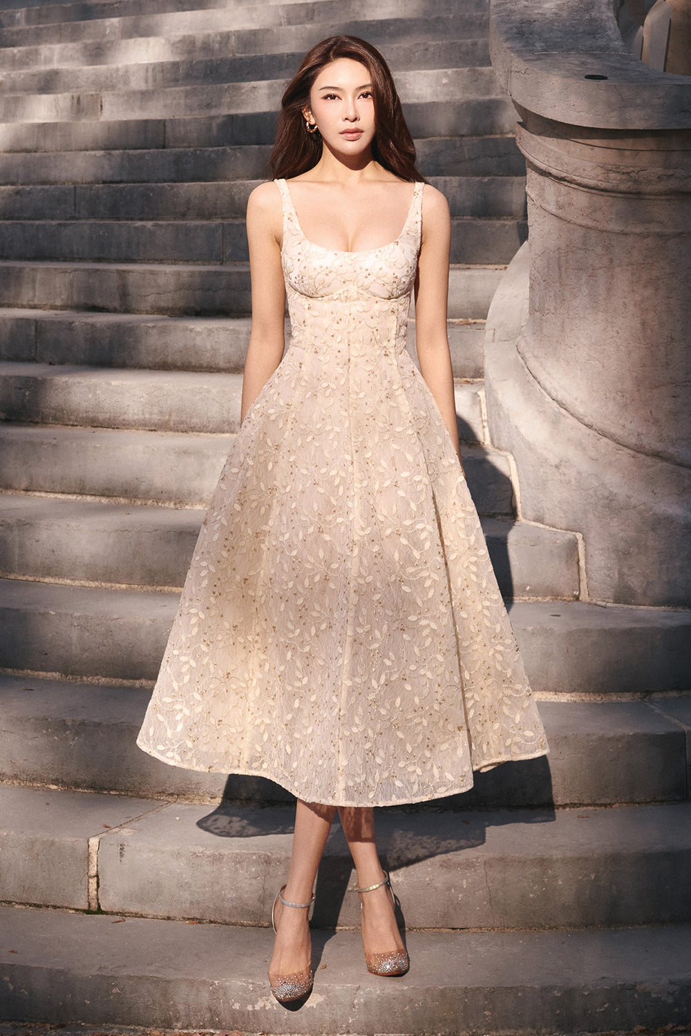 Sia Scoop Neck Midi Dress