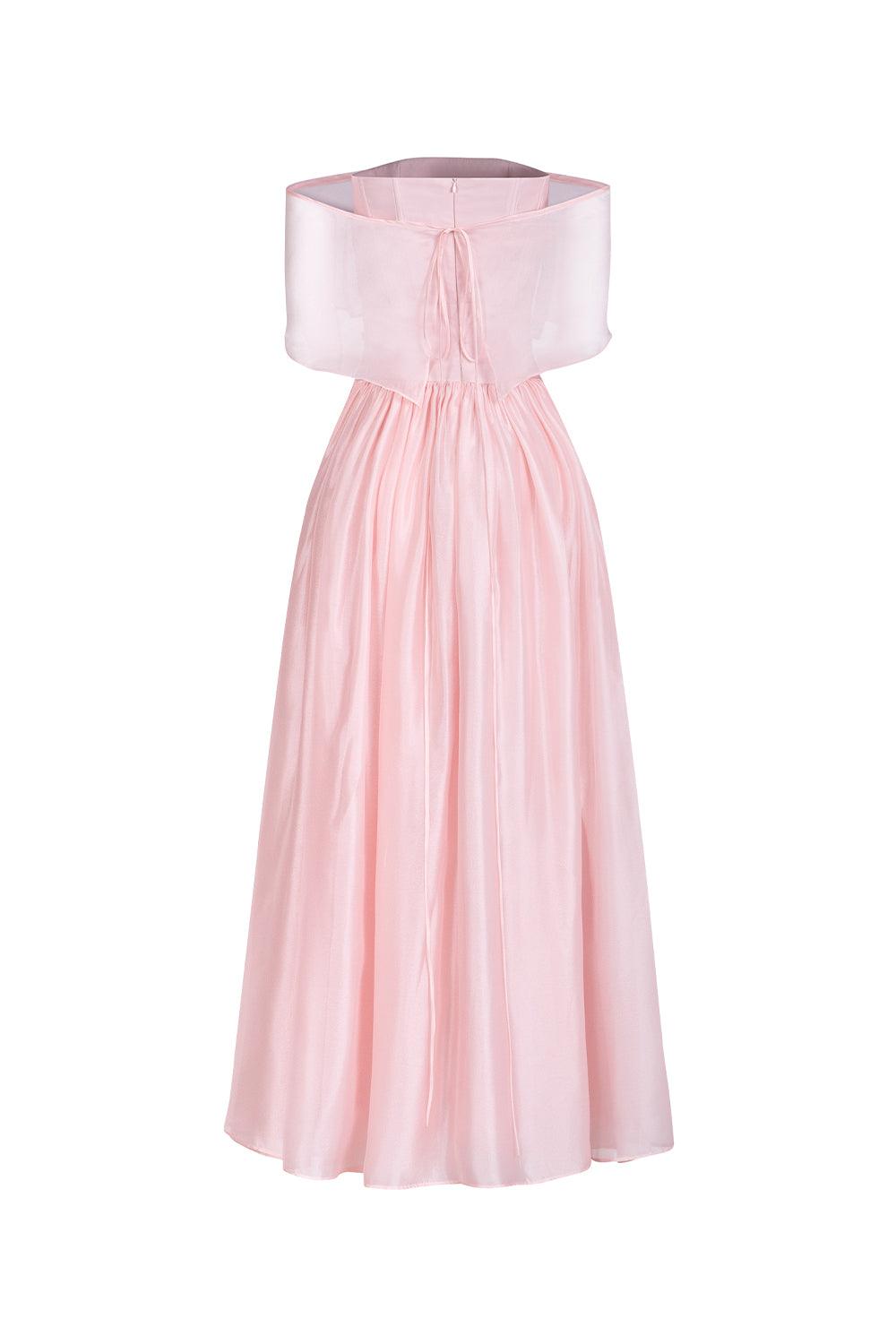 Rosine Gathered Off-Shoulder Silk Organza Midi Dress