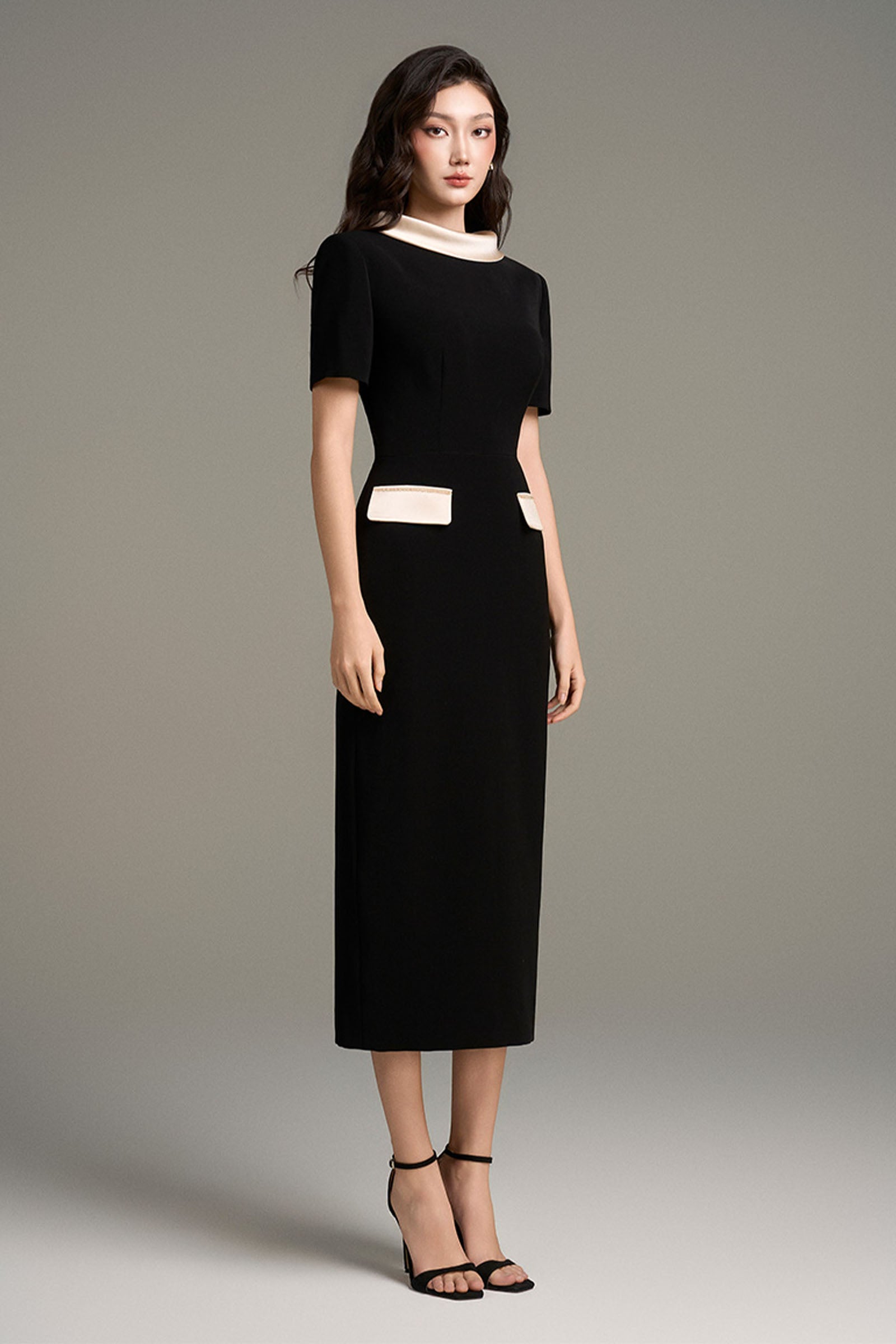 Noirelle Boat Neck Midi Dress