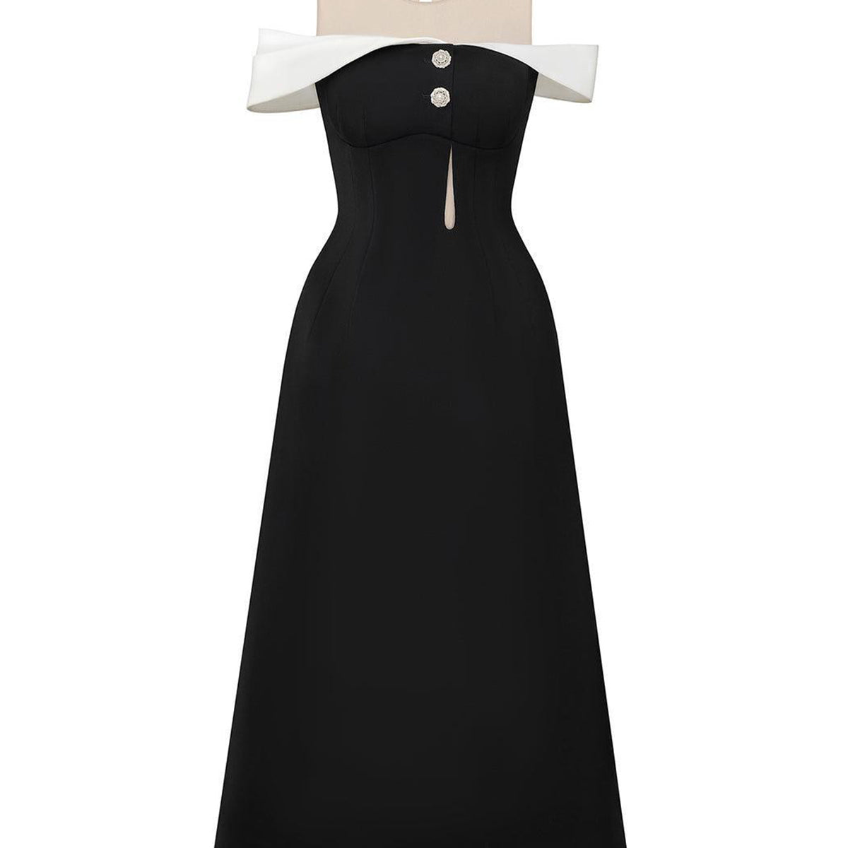 Orsola A-line Illusion Neck Polycotton Midi Dress