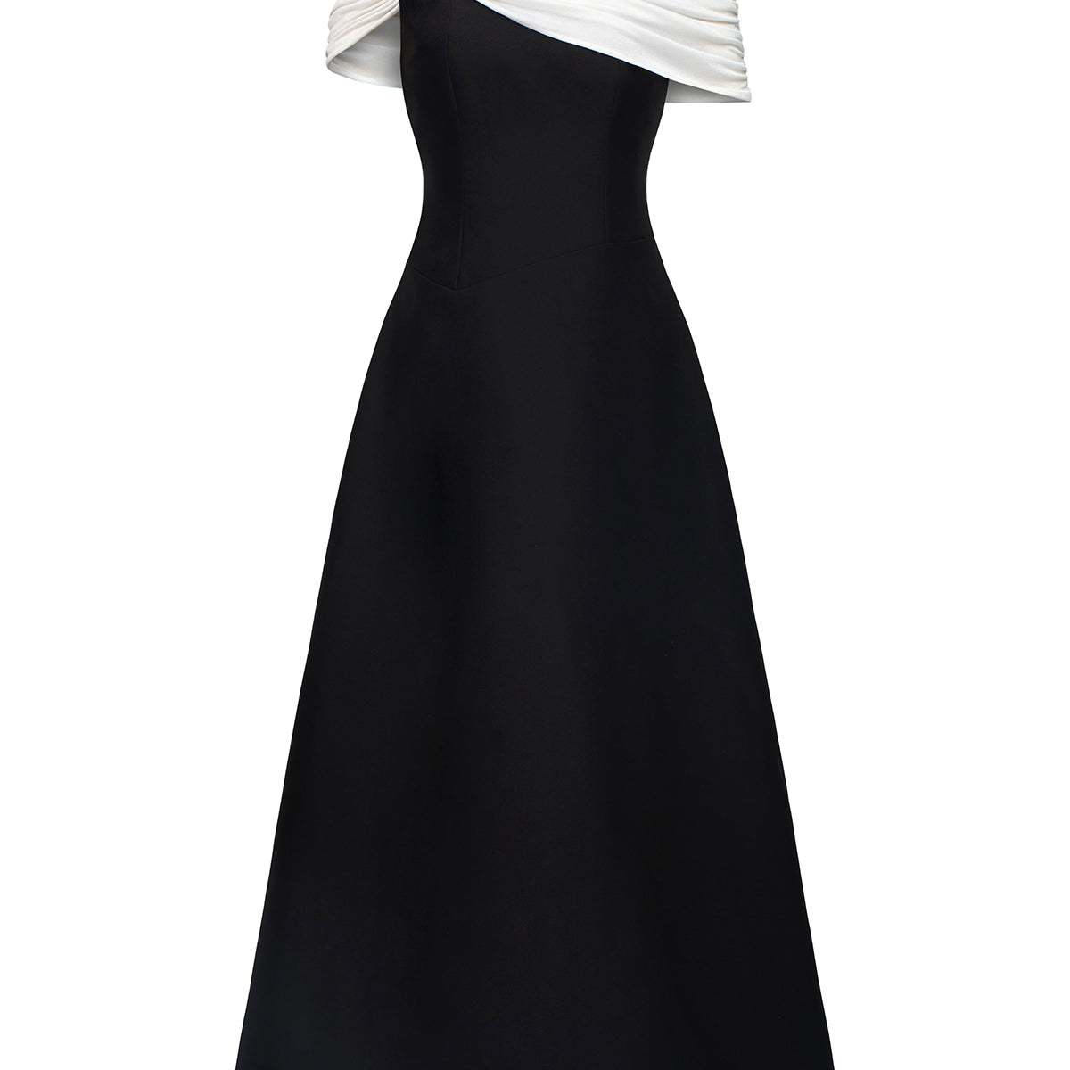Radiant A-line Cold Shoulder Sleeved Cotton Jersey Calf Length Dress