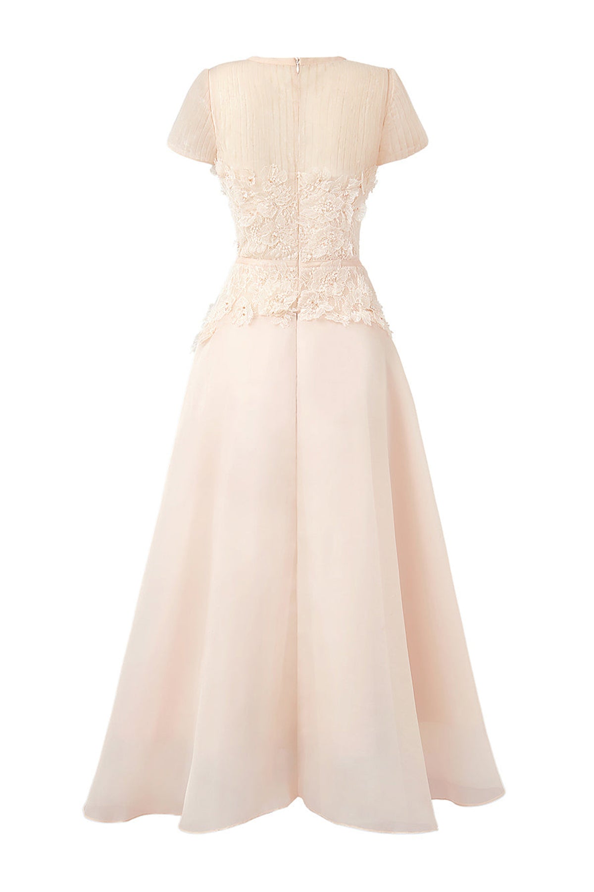 Starry A-line Flower Applique Organza Midi Dress