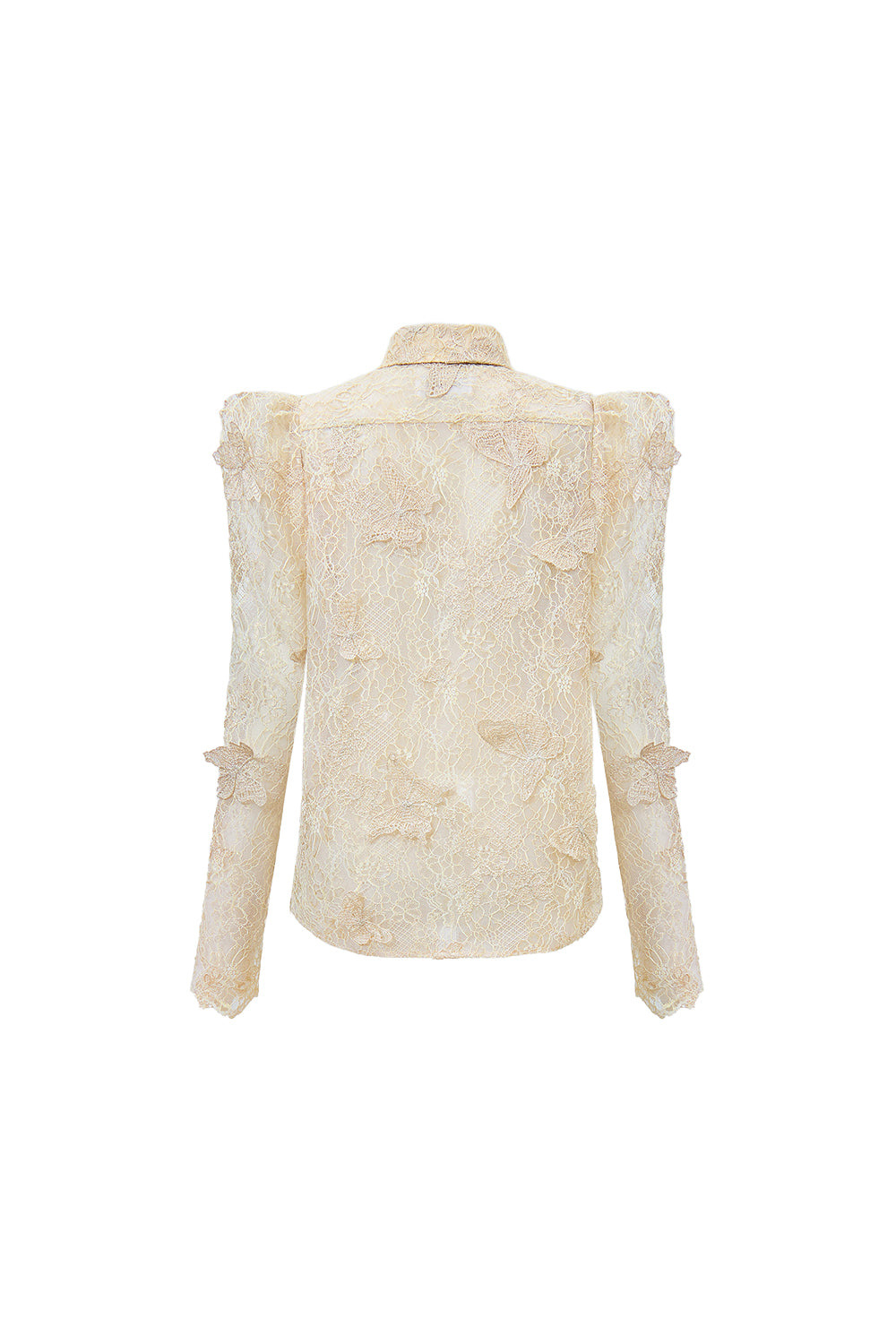 Butterfly Reverie Straight Leg Of Mutton Sleeved Tulle Shirt