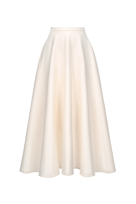 Daphne A-line Draped Polyester Midi Skirt