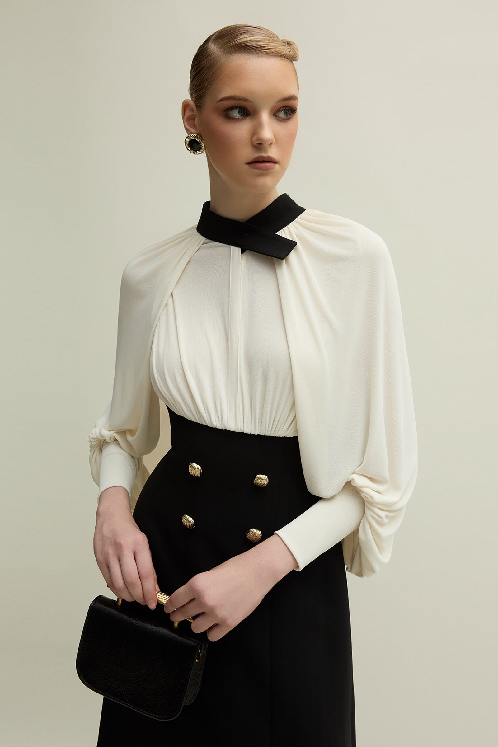 Delina Bishop Sleeve Button Maxi Dress